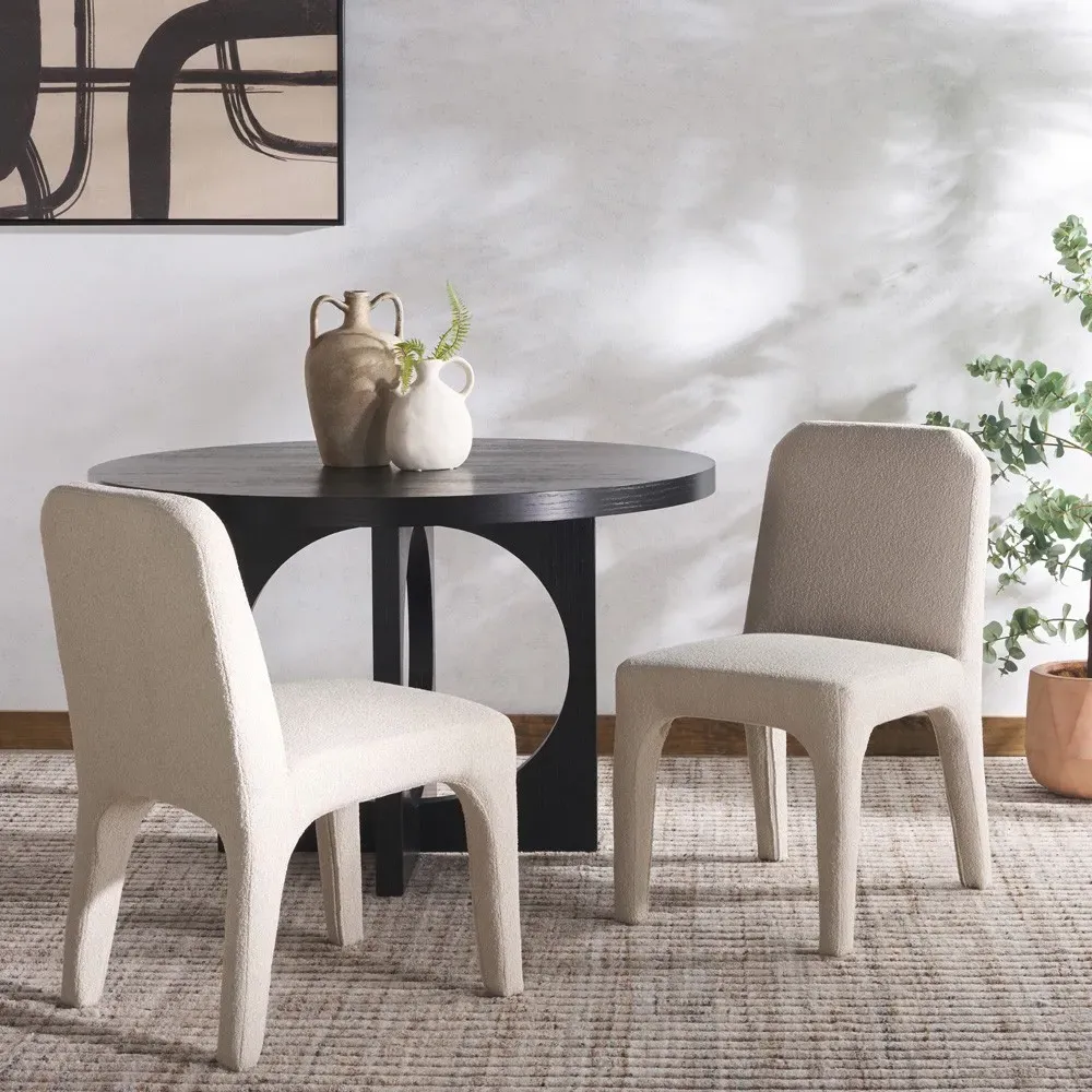 Tara Dining Chair Set of 2 - Cream, Boucle