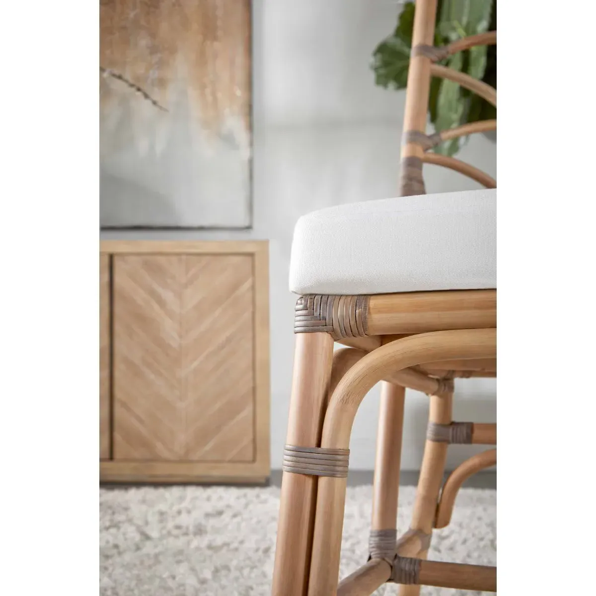 Tara Dining Chair Set of 2 - Grey, Rattan