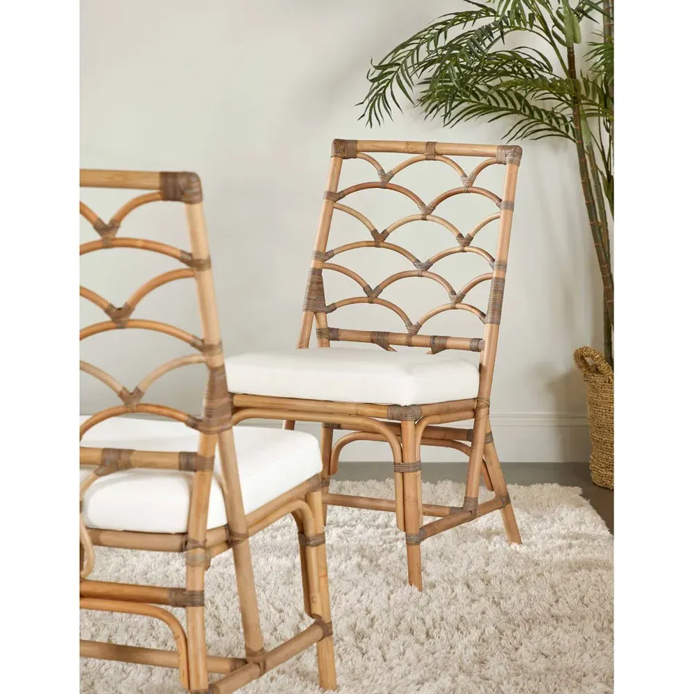 Tara Dining Chair Set of 2 - Grey, Rattan