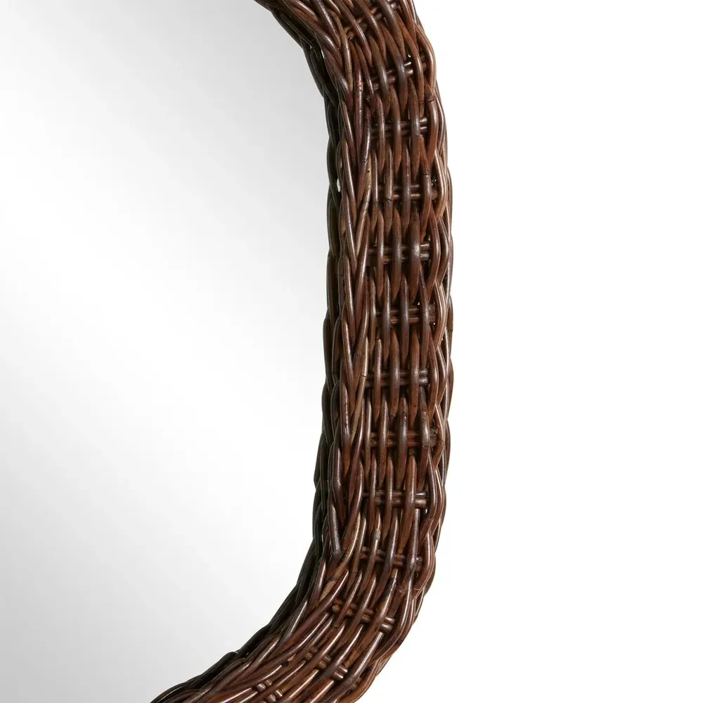 Tara Oval Wall Mirror - Dark Brown, Rattan