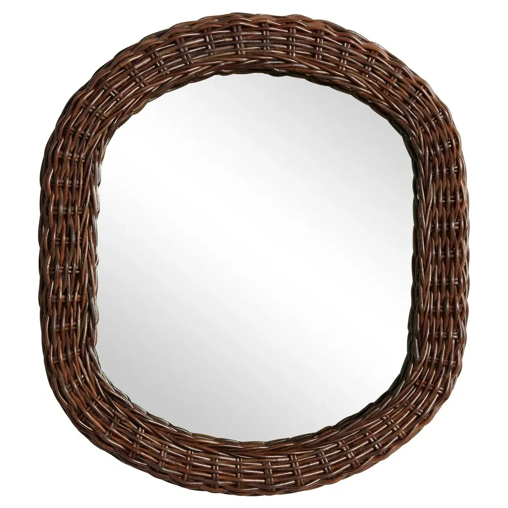 Tara Oval Wall Mirror - Dark Brown, Rattan image
