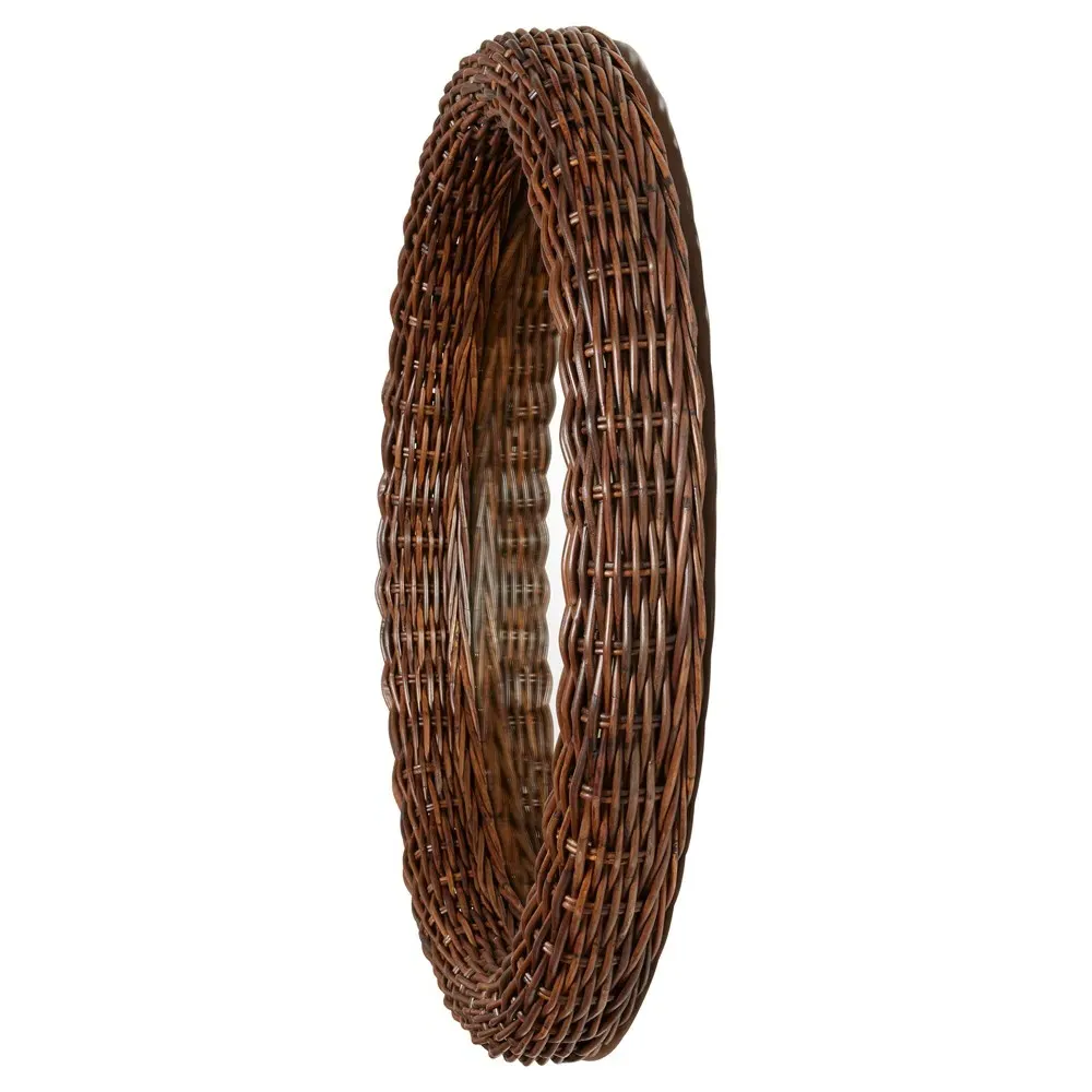 Tara Round Wall Mirror - Dark Brown, Rattan
