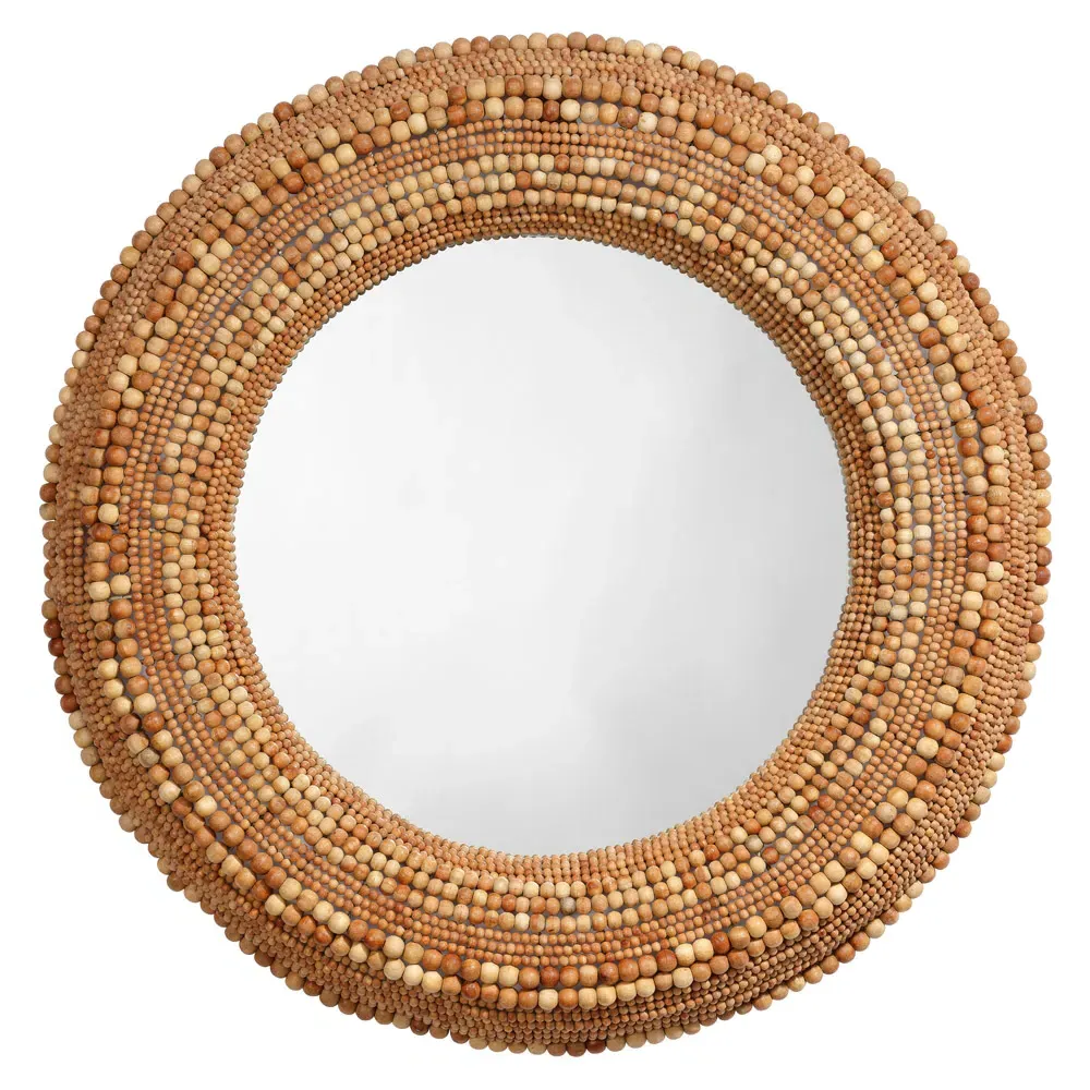 Tara Round Wall Mirror - Natural, Mango Wood image