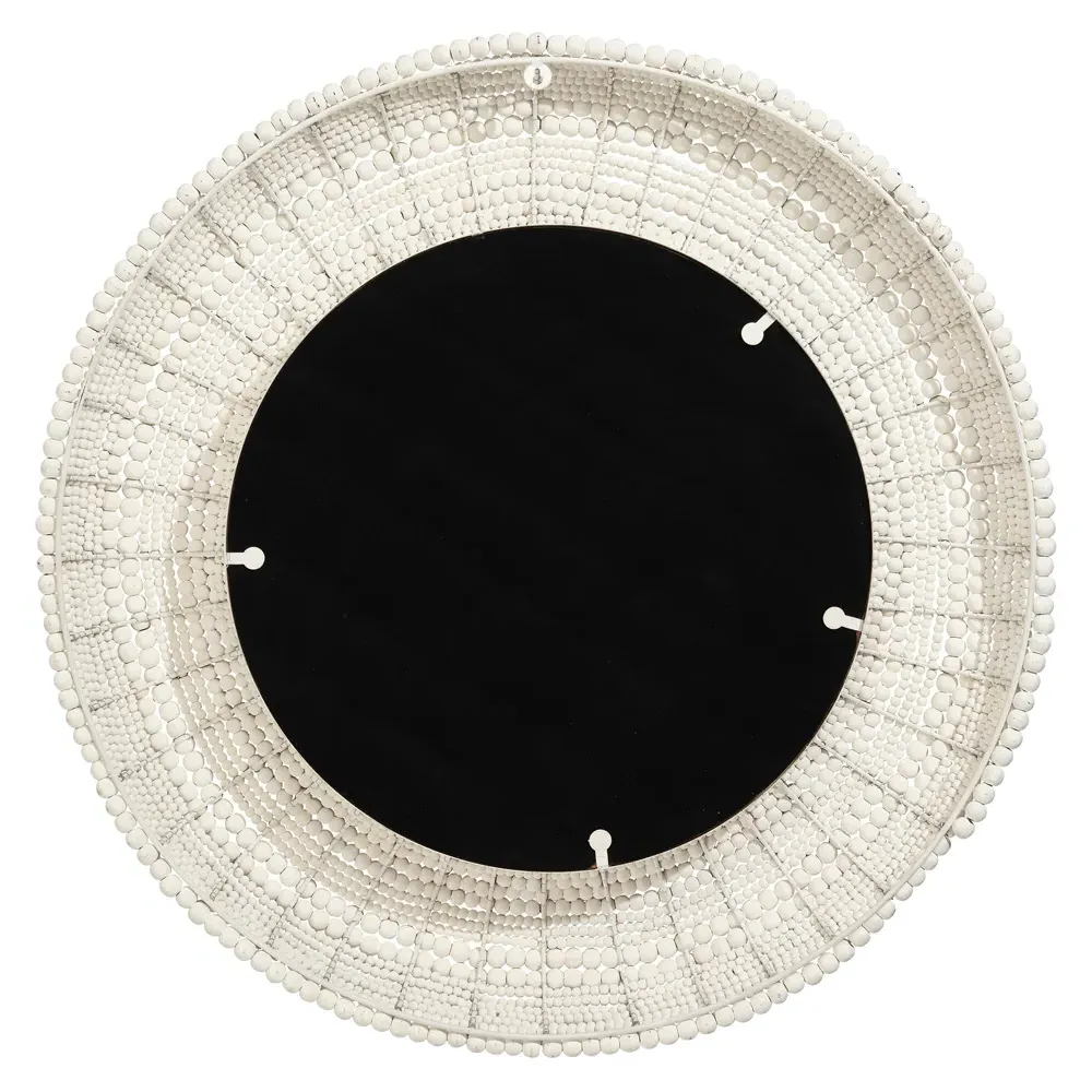 Tara Round Wall Mirror - White, Mango Wood