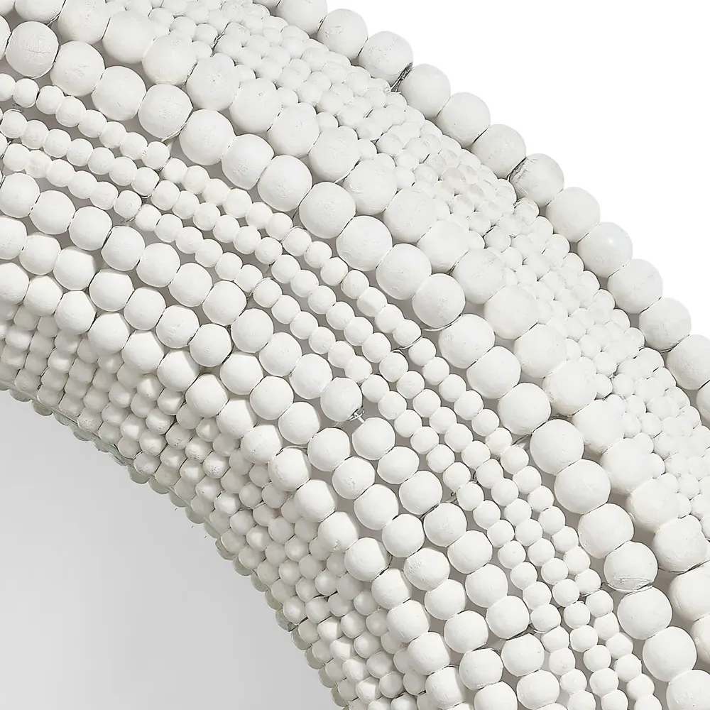 Tara Round Wall Mirror - White, Mango Wood