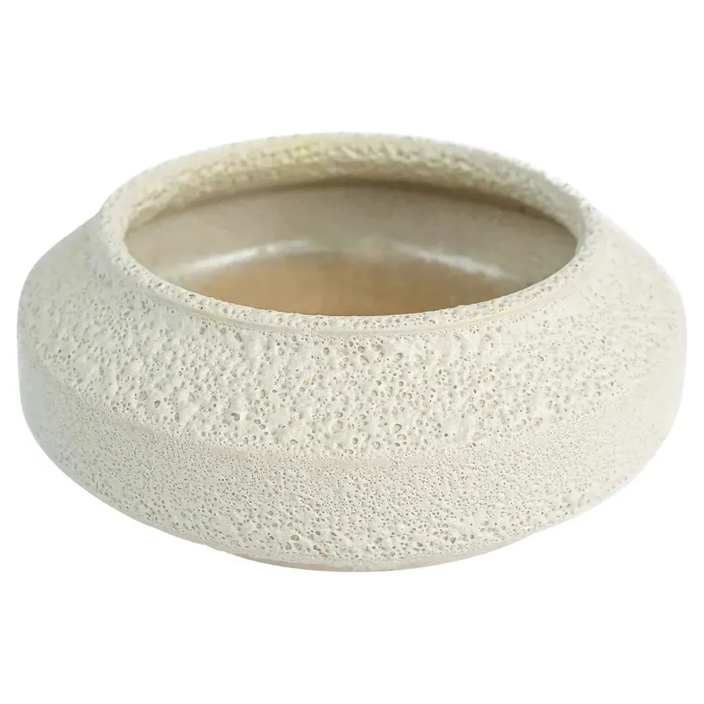 Tarra Low Decorative Bowl - White, Earthenware