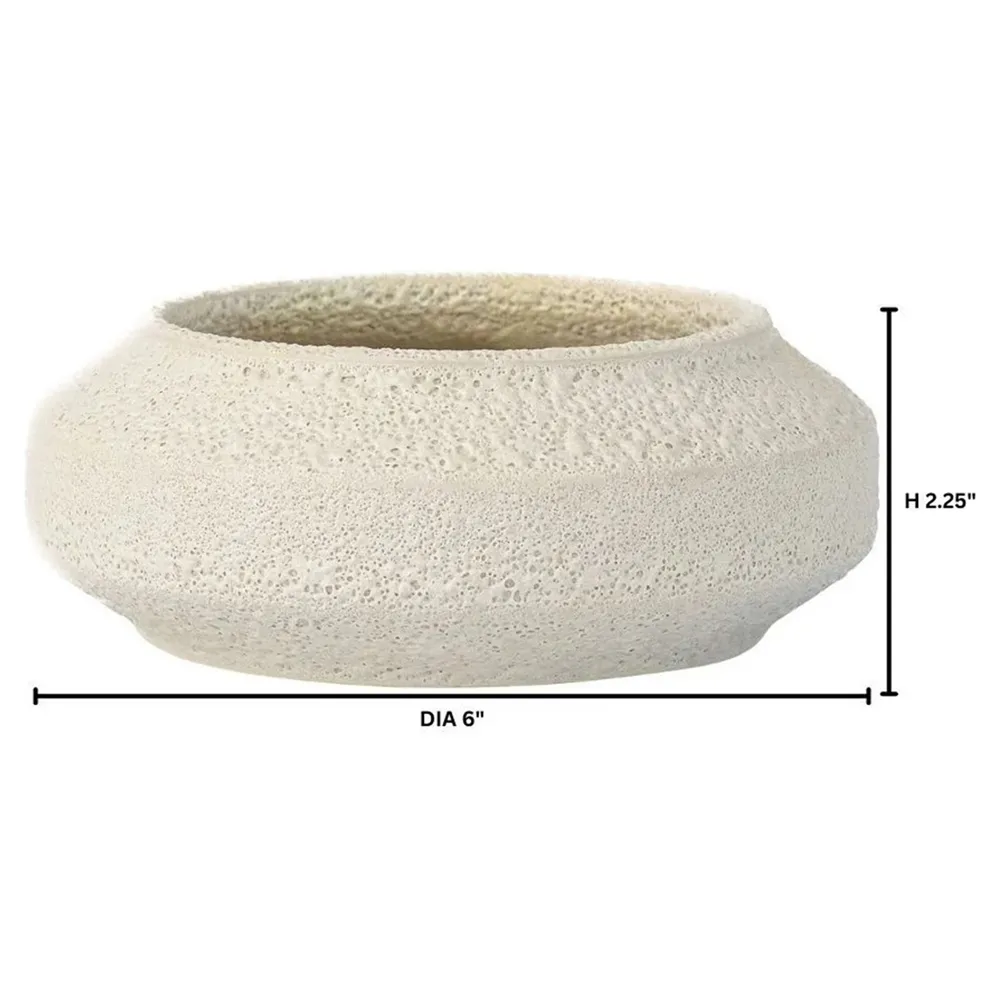 Tarra Low Decorative Bowl - White, Earthenware