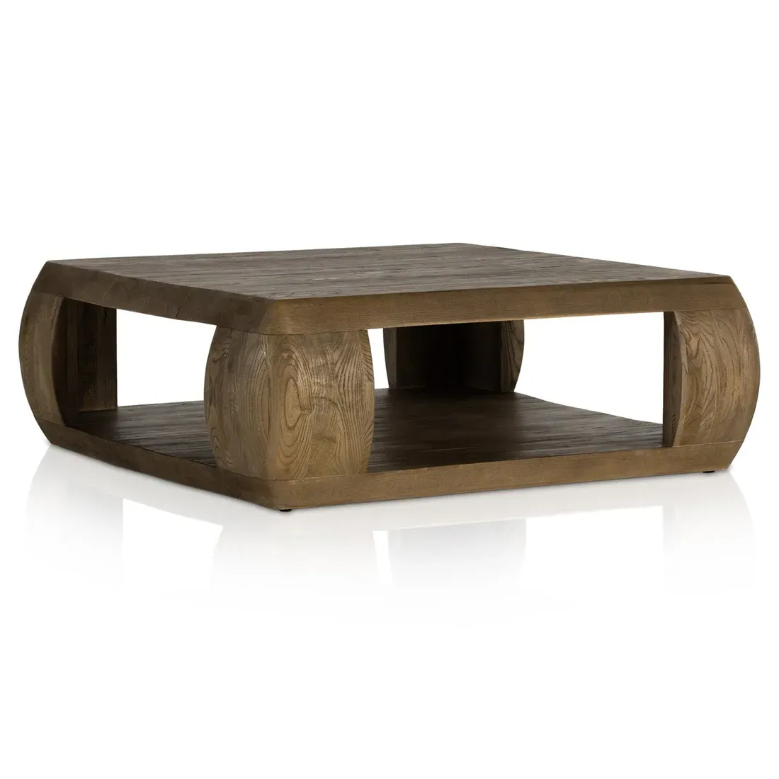 Tarrah Square Coffee Table with Storage - Dark Brown, Elm