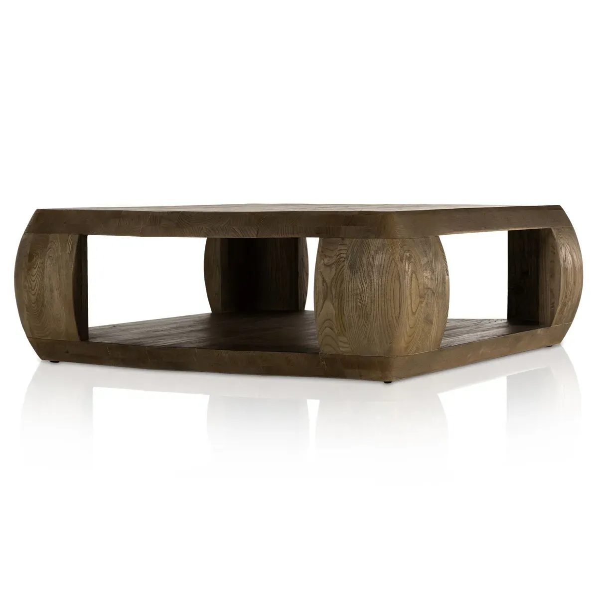 Tarrah Square Coffee Table with Storage - Dark Brown, Elm
