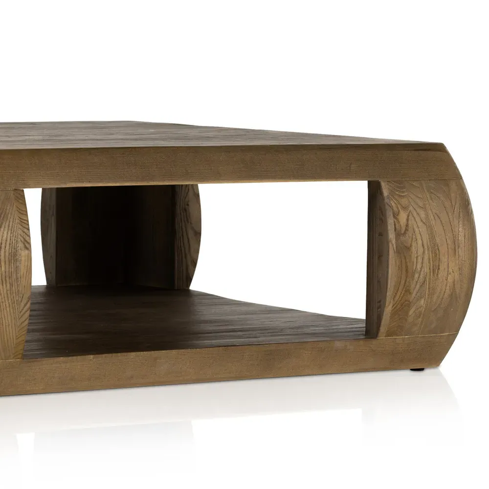 Tarrah Square Coffee Table with Storage - Dark Brown, Elm