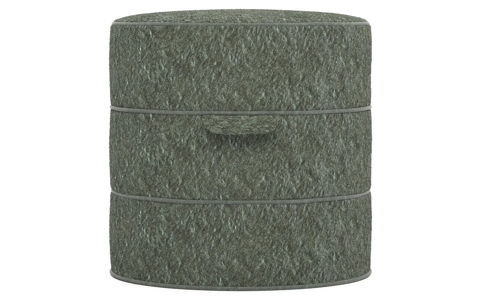 Taryn Weave Ottoman - Angora Basil, Hardwood