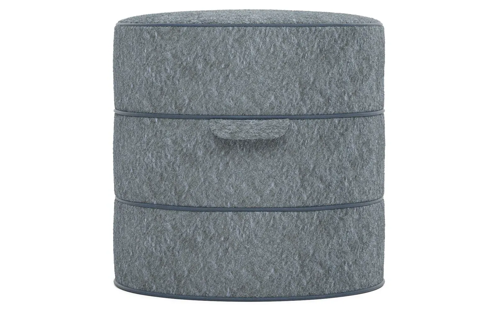 Taryn Weave Ottoman - Angora Blue, Hardwood