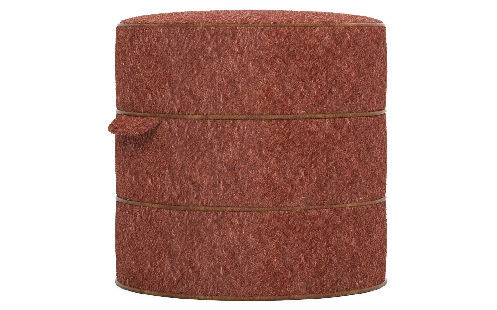 Taryn Weave Ottoman - Angora Tomato, Hardwood