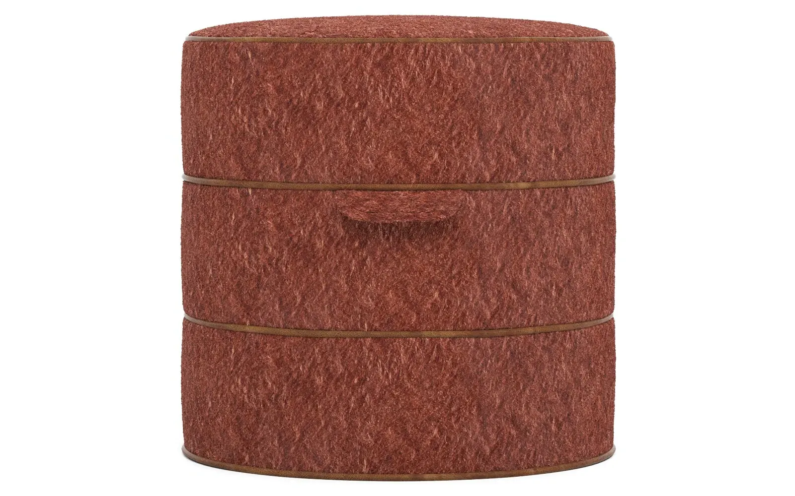 Taryn Weave Ottoman - Angora Tomato, Hardwood