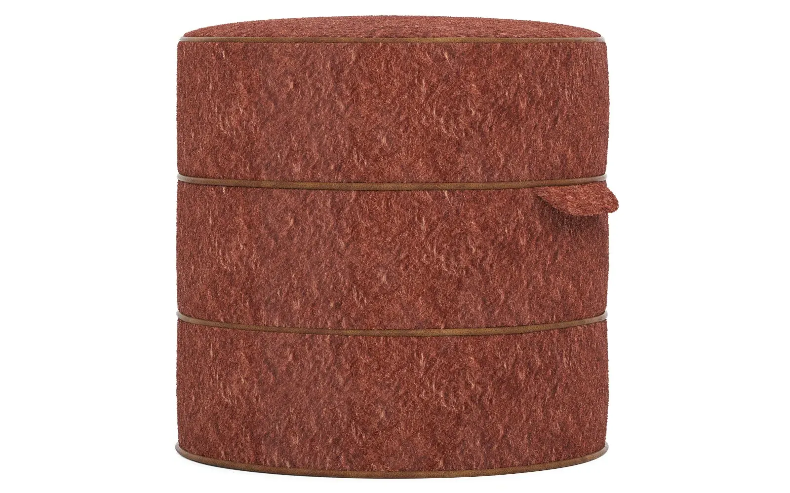 Taryn Weave Ottoman - Angora Tomato, Hardwood