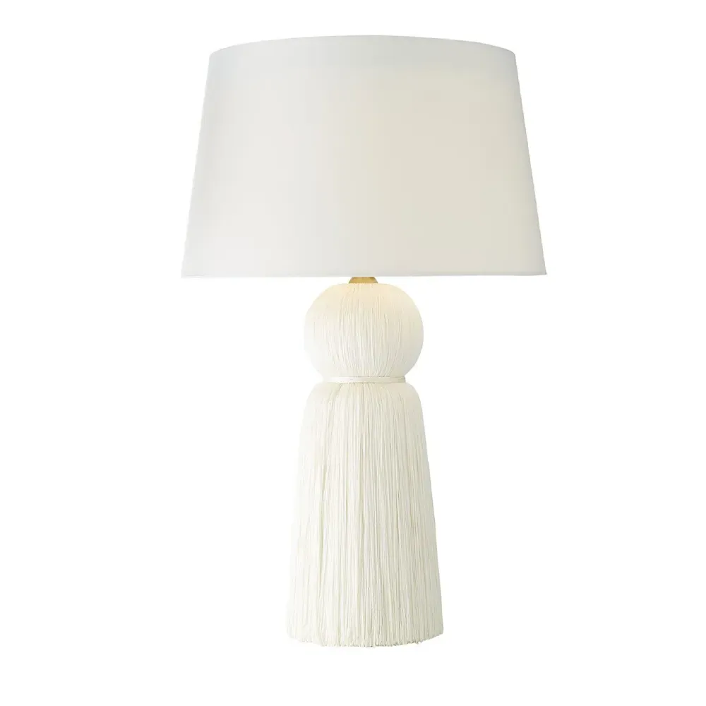 Tassel Table Lamp with Ivory Shade - White, Fiber