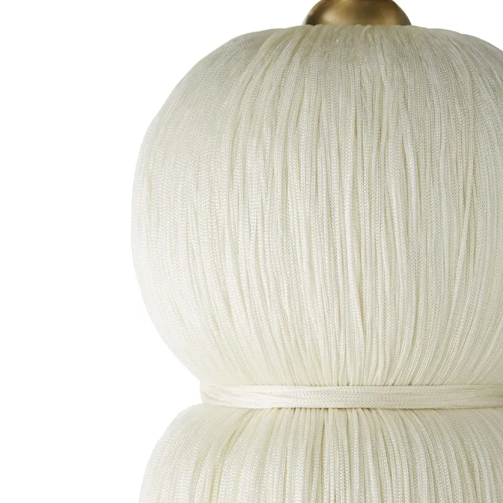 Tassel Table Lamp with Ivory Shade - White, Fiber
