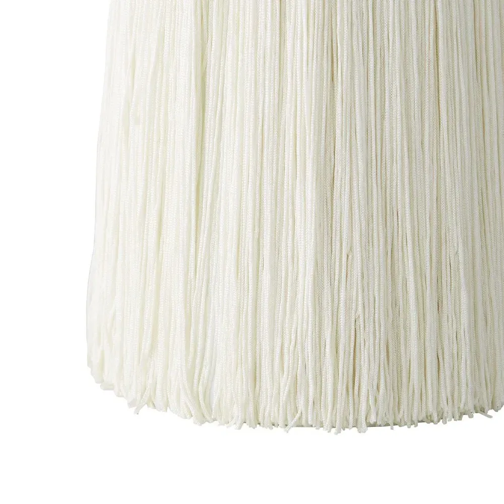 Tassel Table Lamp with Ivory Shade - White, Fiber