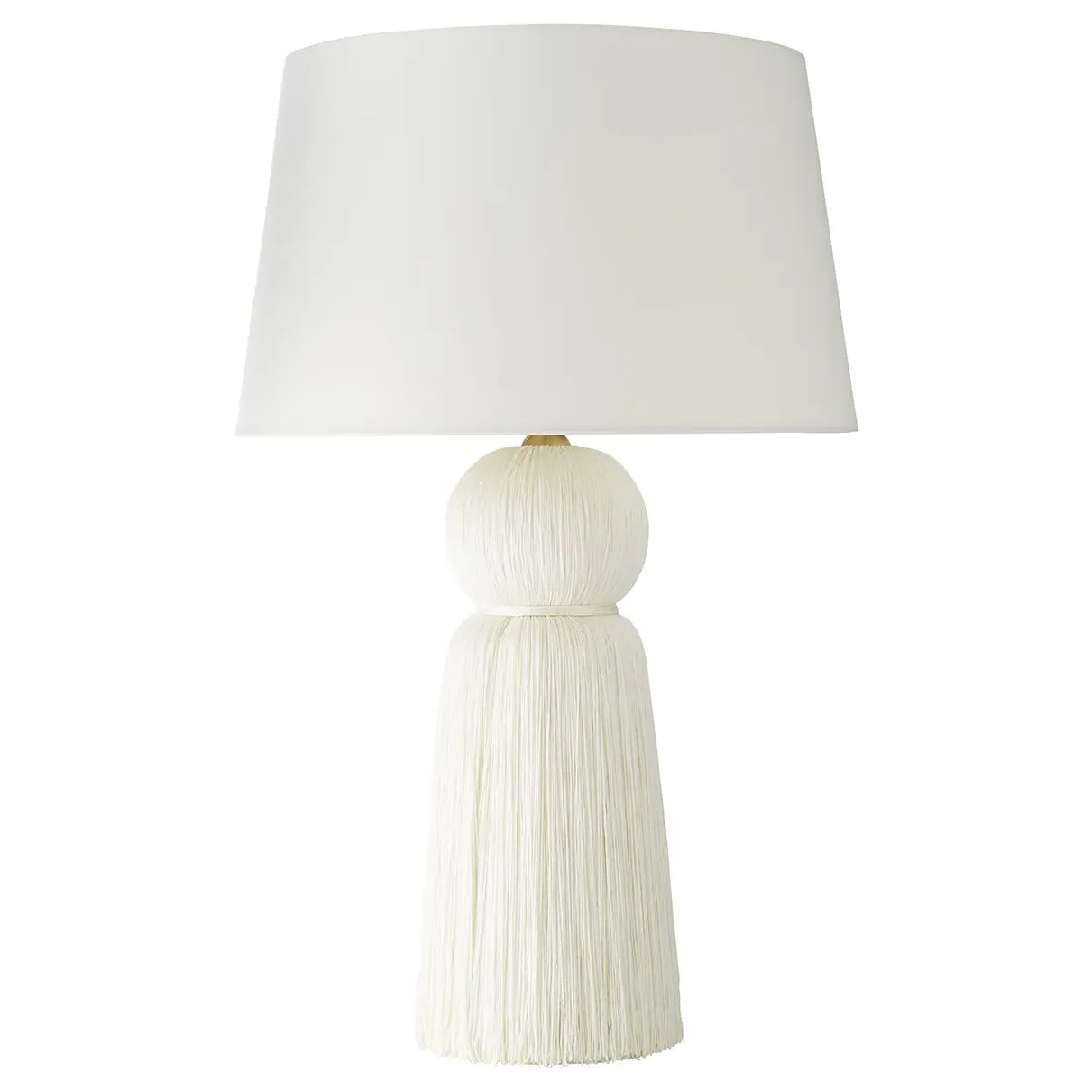 Tassel Table Lamp with Ivory Shade - White, Fiber image