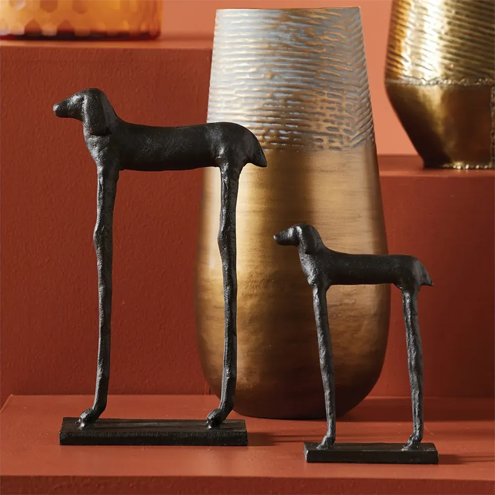Tatiana Hound Sculpture Set of 2 - Black, Aluminum
