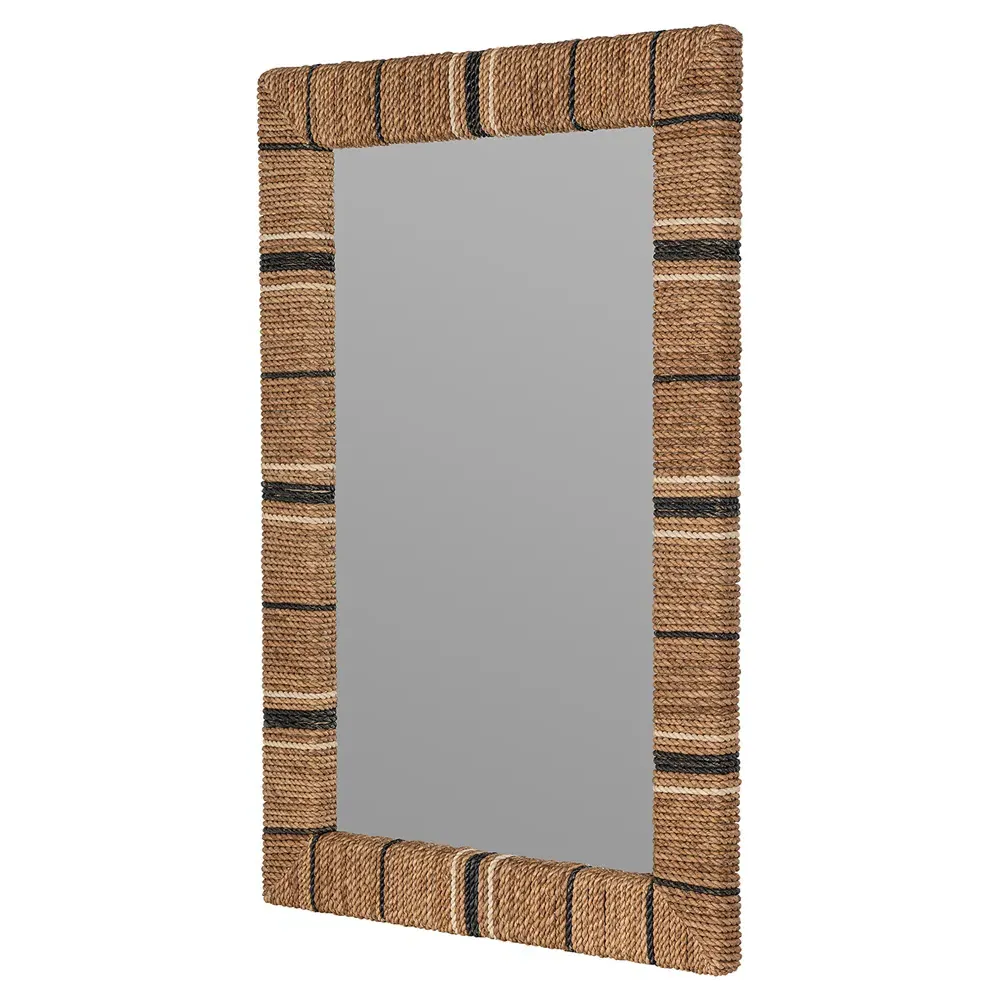 Tatum Rectangular Wall Mirror - Brown, Jute