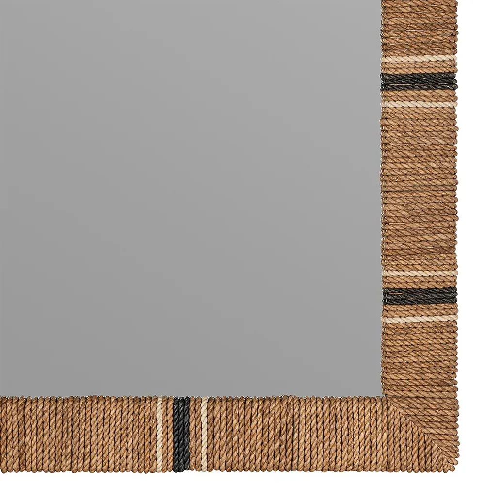 Tatum Rectangular Wall Mirror - Brown, Jute