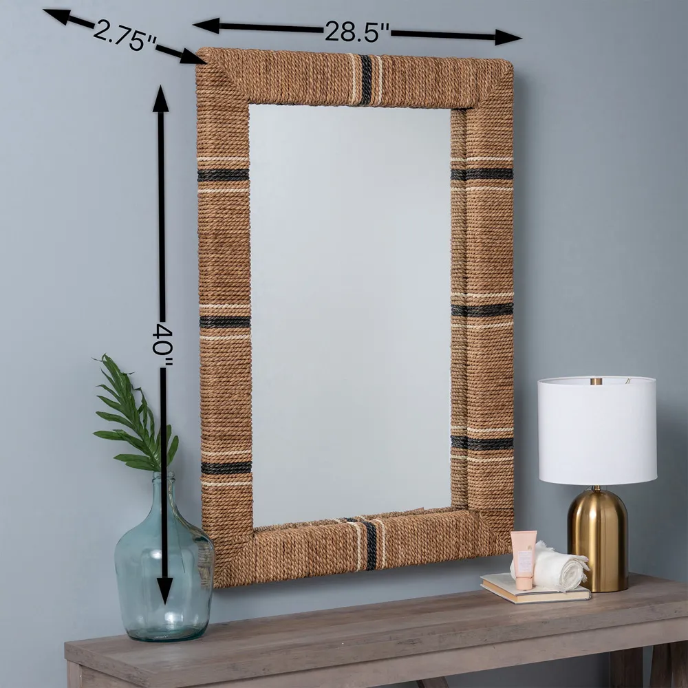 Tatum Rectangular Wall Mirror - Brown, Jute