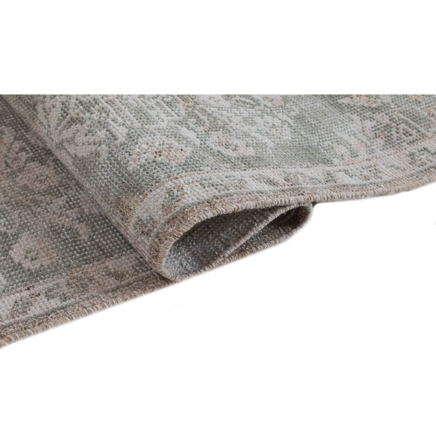 Taya Floral Patterned Hand Knotted Rug - Green, PET