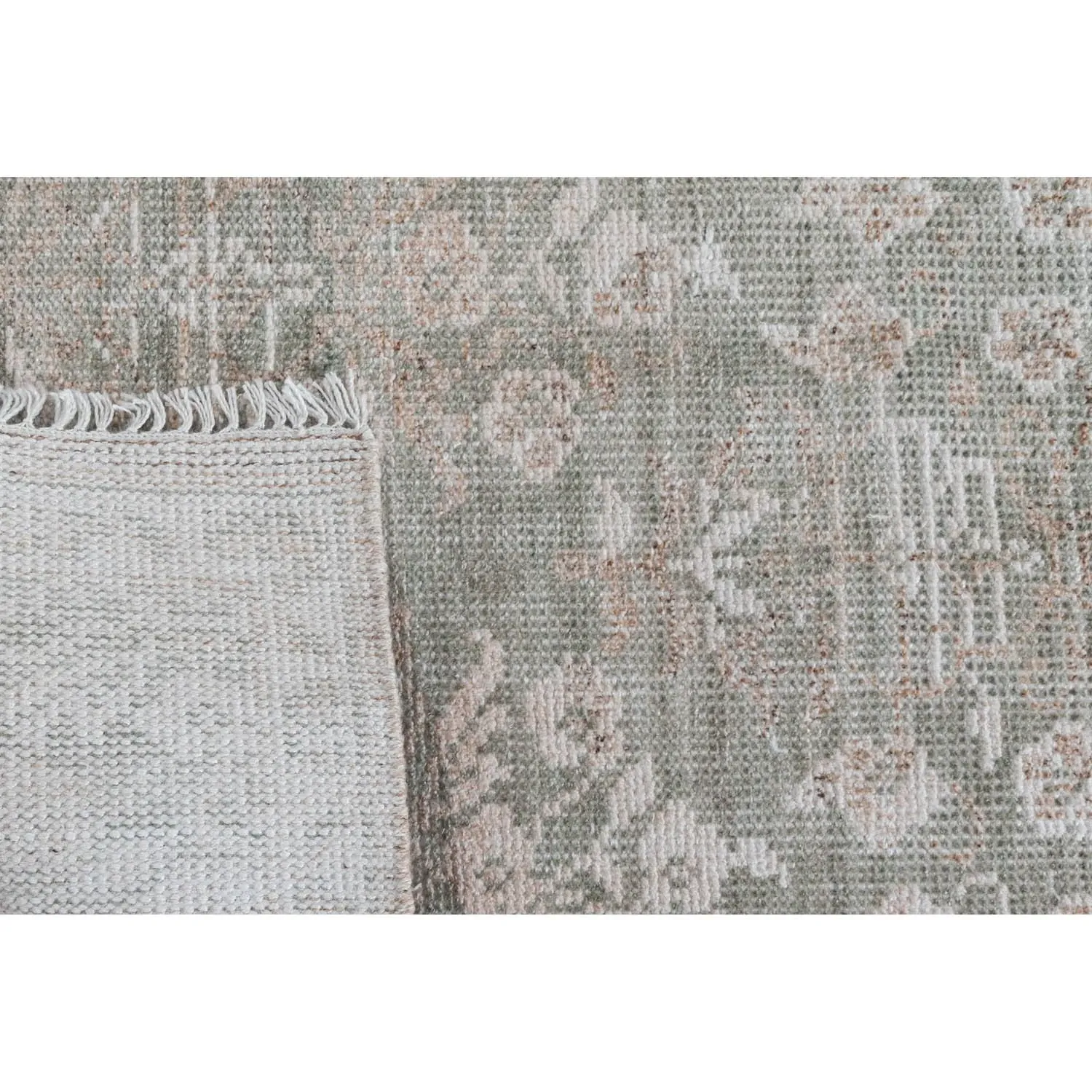 Taya Floral Patterned Hand Knotted Rug - Green, PET