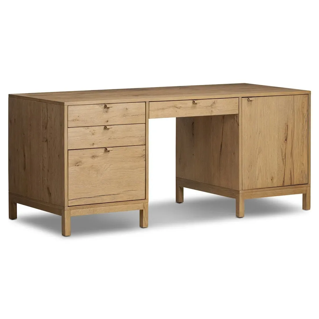 Taylin Executive Desk - Brown, Oak Wood