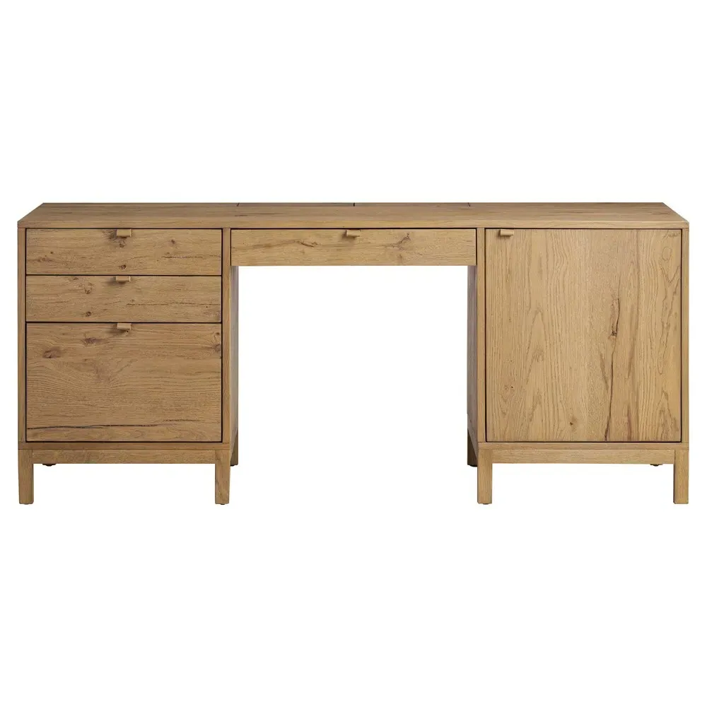 Taylin Executive Desk - Brown, Oak Wood