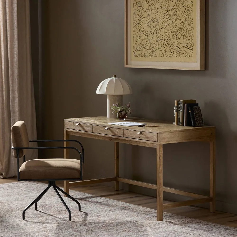 Taylin Writing Desk - Brown, Oak Wood