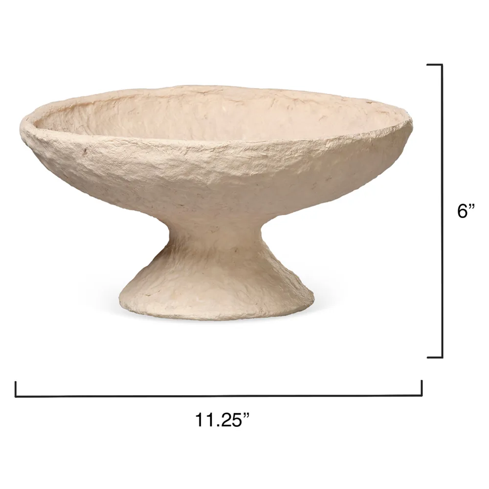 Taylor Decorative Footed Bowl - Beige, Cotton Mache