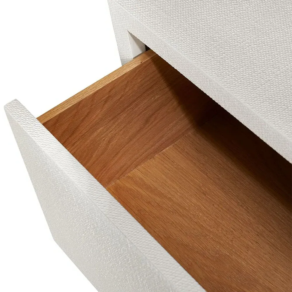 Taylor Double Dresser - White, Faux Linen