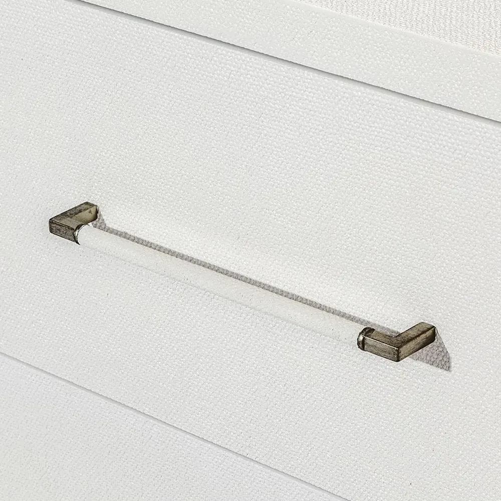 Taylor Double Dresser - White, Faux Linen