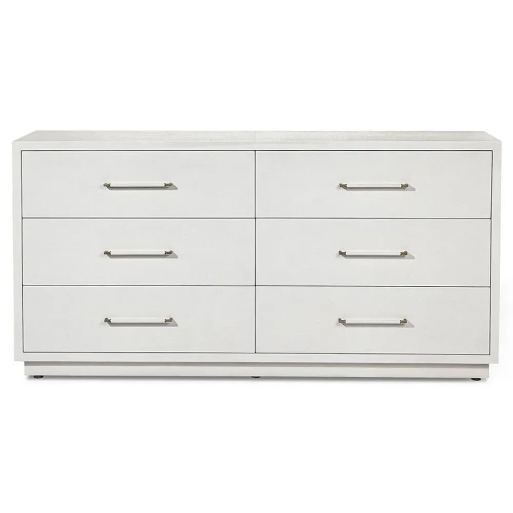 Taylor Double Dresser - White, Faux Linen