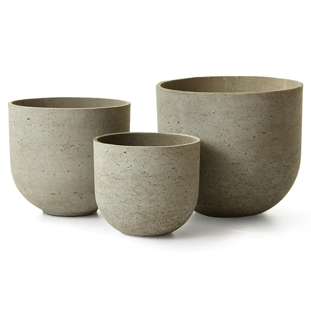 Taylor Outdoor Concrete Pots Set of 3 - Beige image