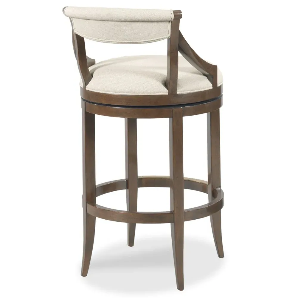 Taylor Swivel Bar Stool - Cream, Lisse Brown Wood