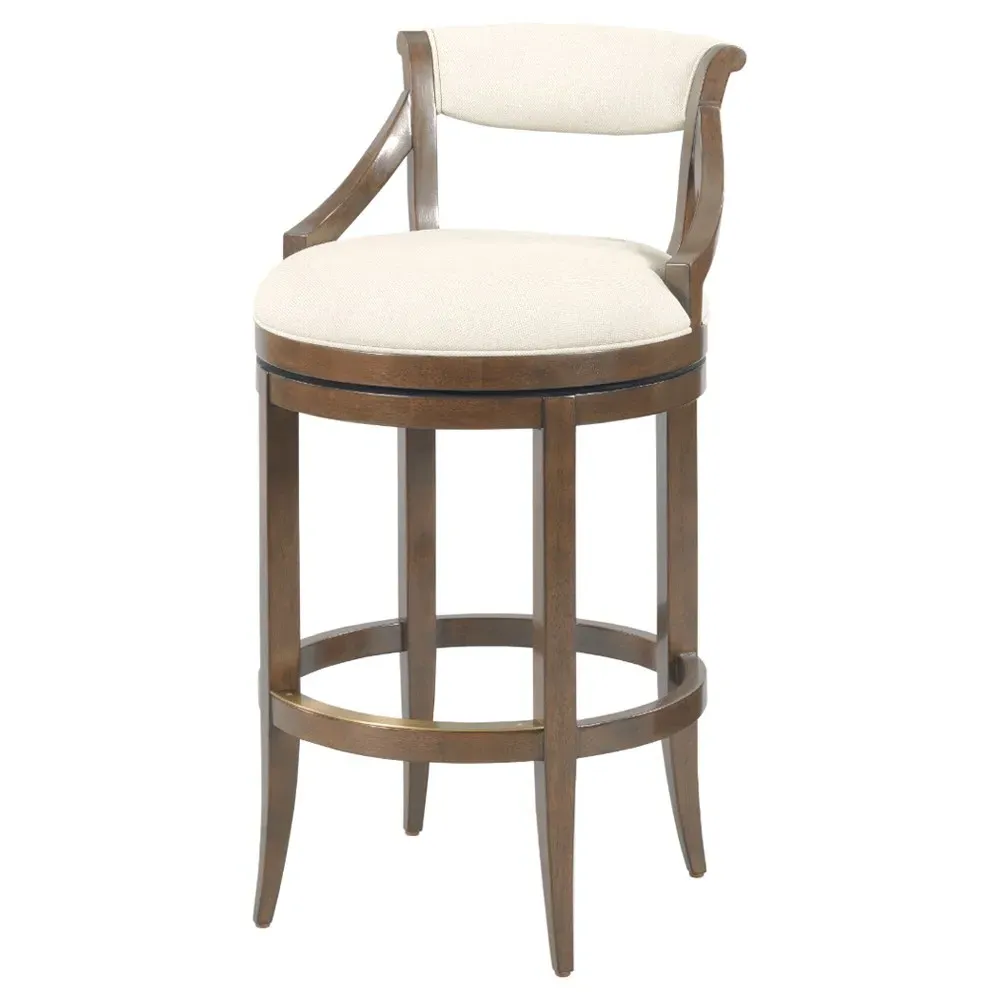 Taylor Swivel Bar Stool - Cream, Lisse Brown Wood image