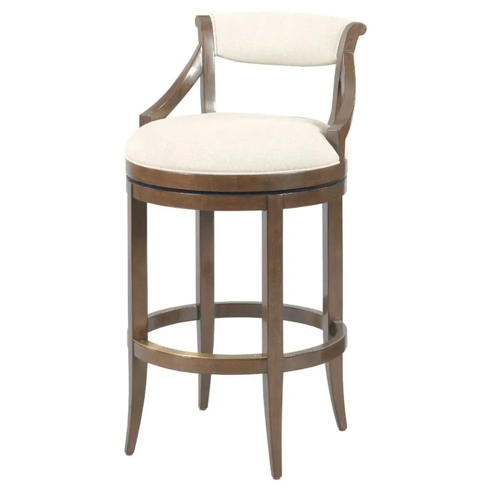 Taylor Swivel Counter Stool - Cream, Lisse Brown Wood