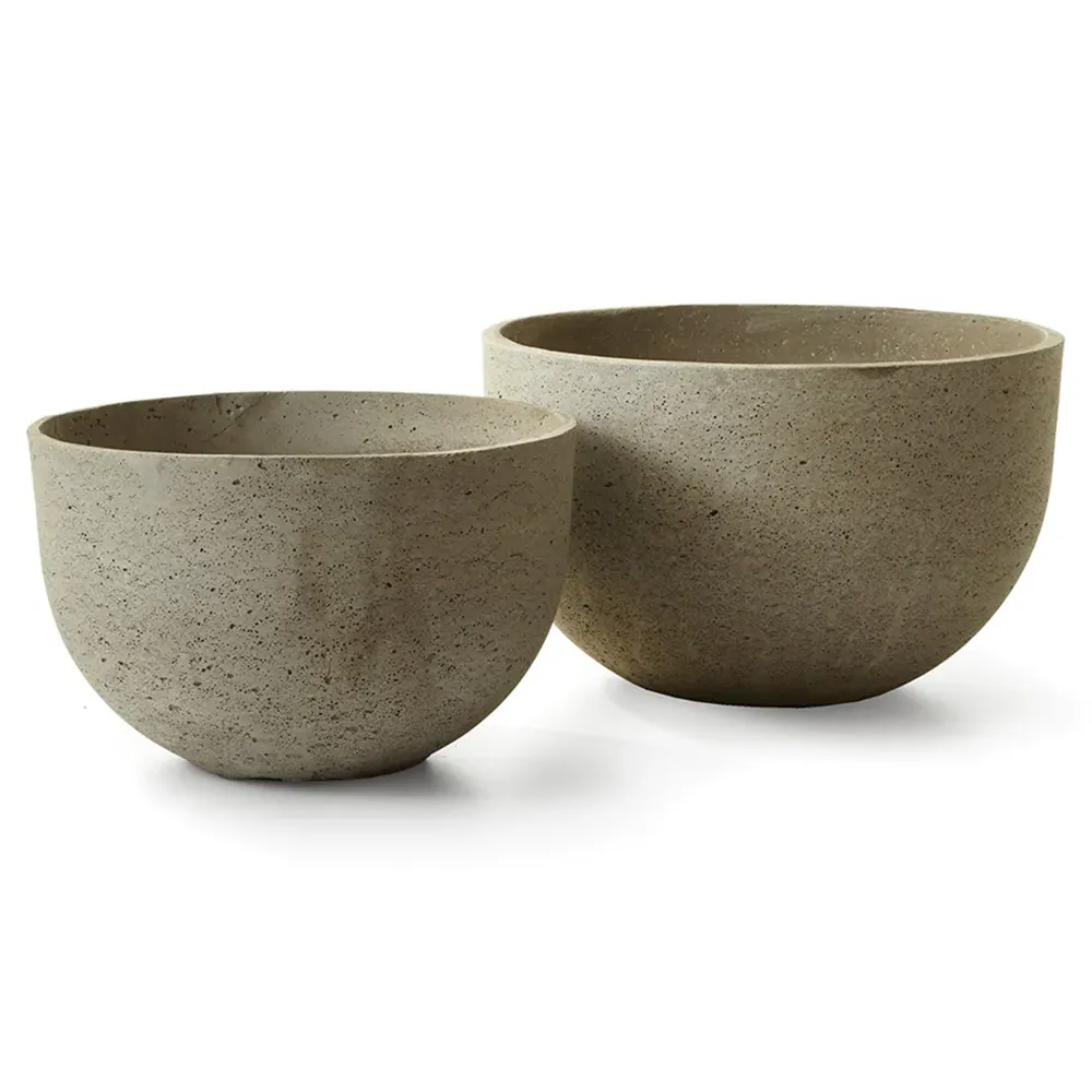 Taylor Wide Outdoor Pot Set - Beige, Concrete image
