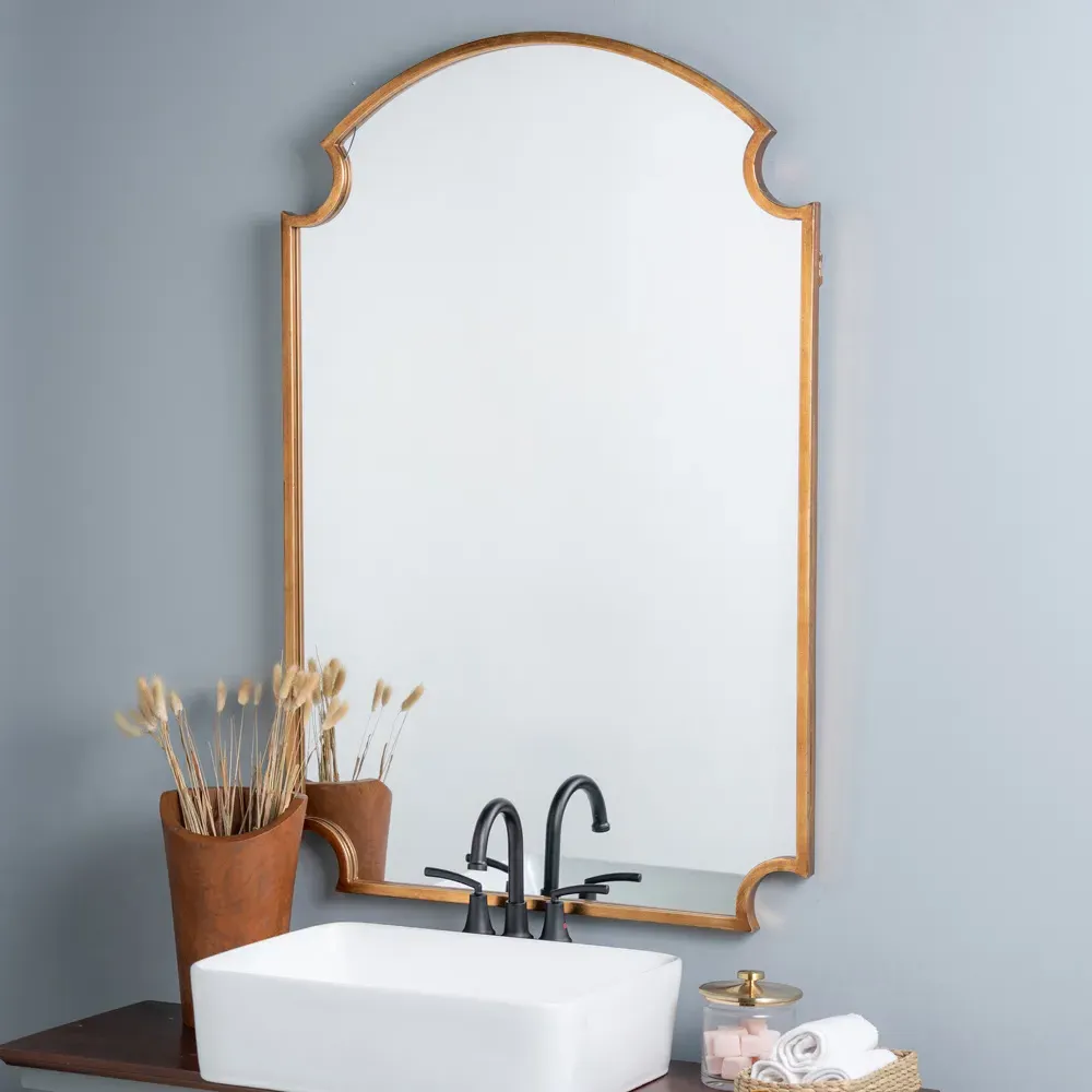 Teagan Arched Wall Mirror - Gold Leaf, Metal