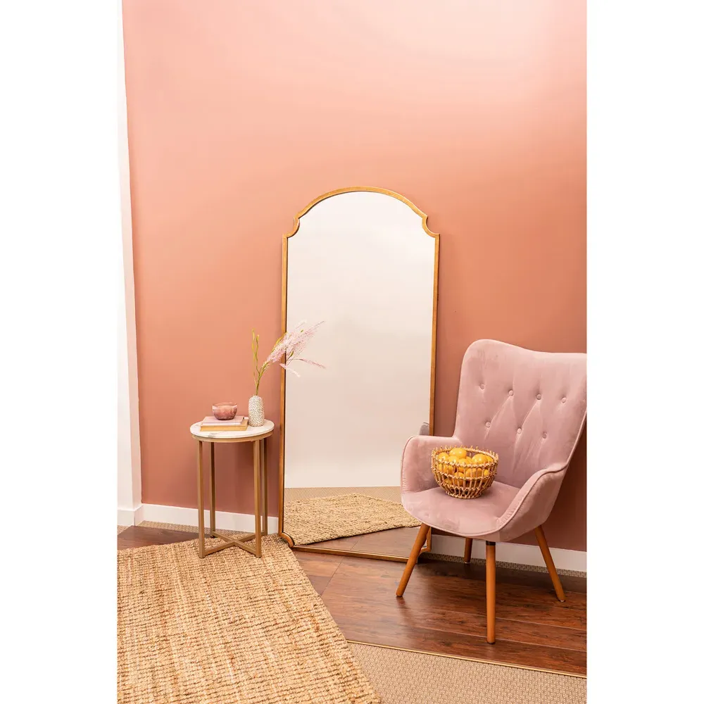 Teagan Full Length Arch Floor Mirror - Gold, Metal