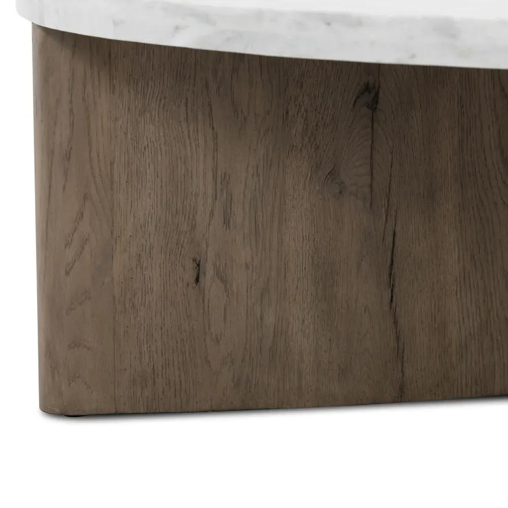 Teddie Round Coffee Table - White Marble, Oak