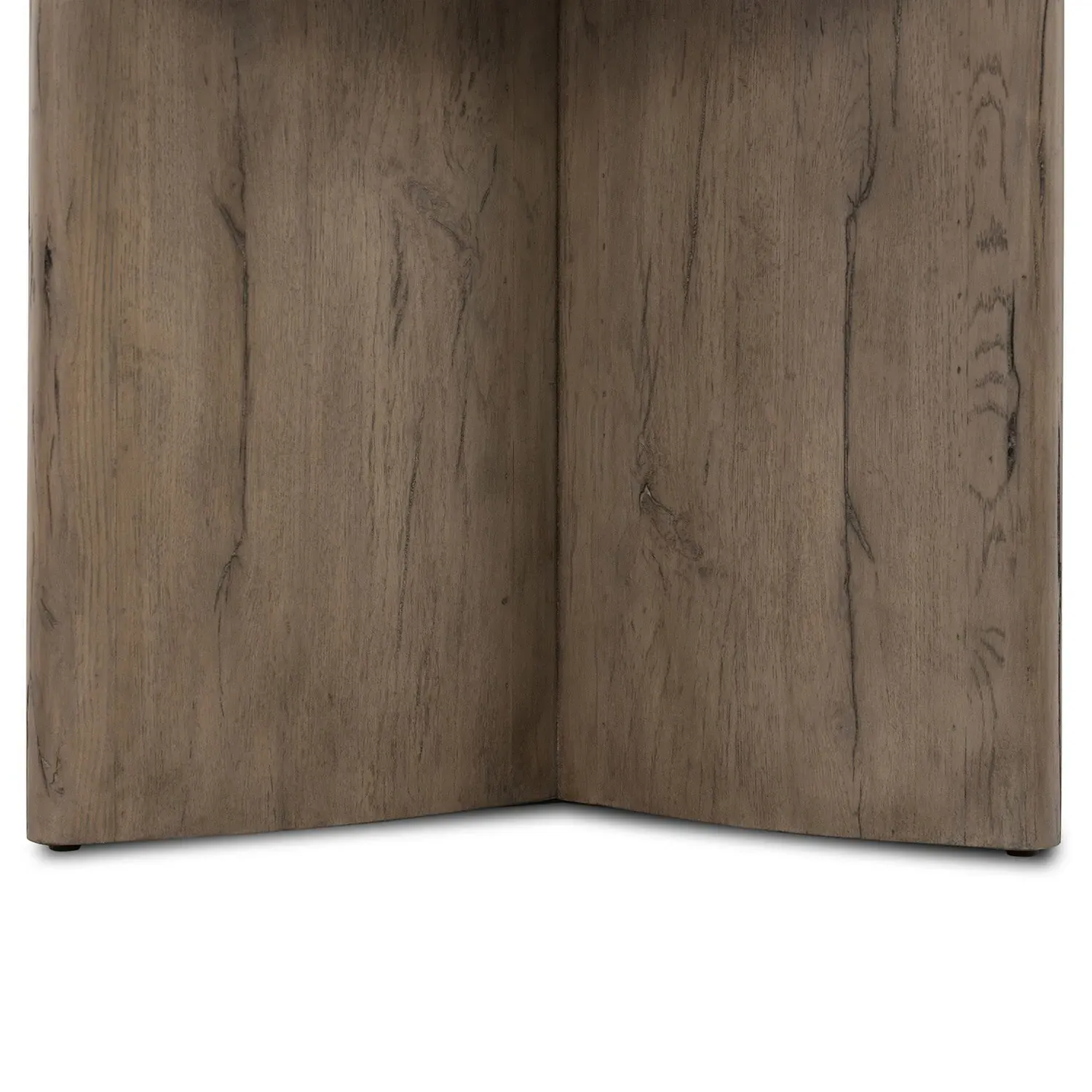 Teddie Round End Table - White Marble, Oak