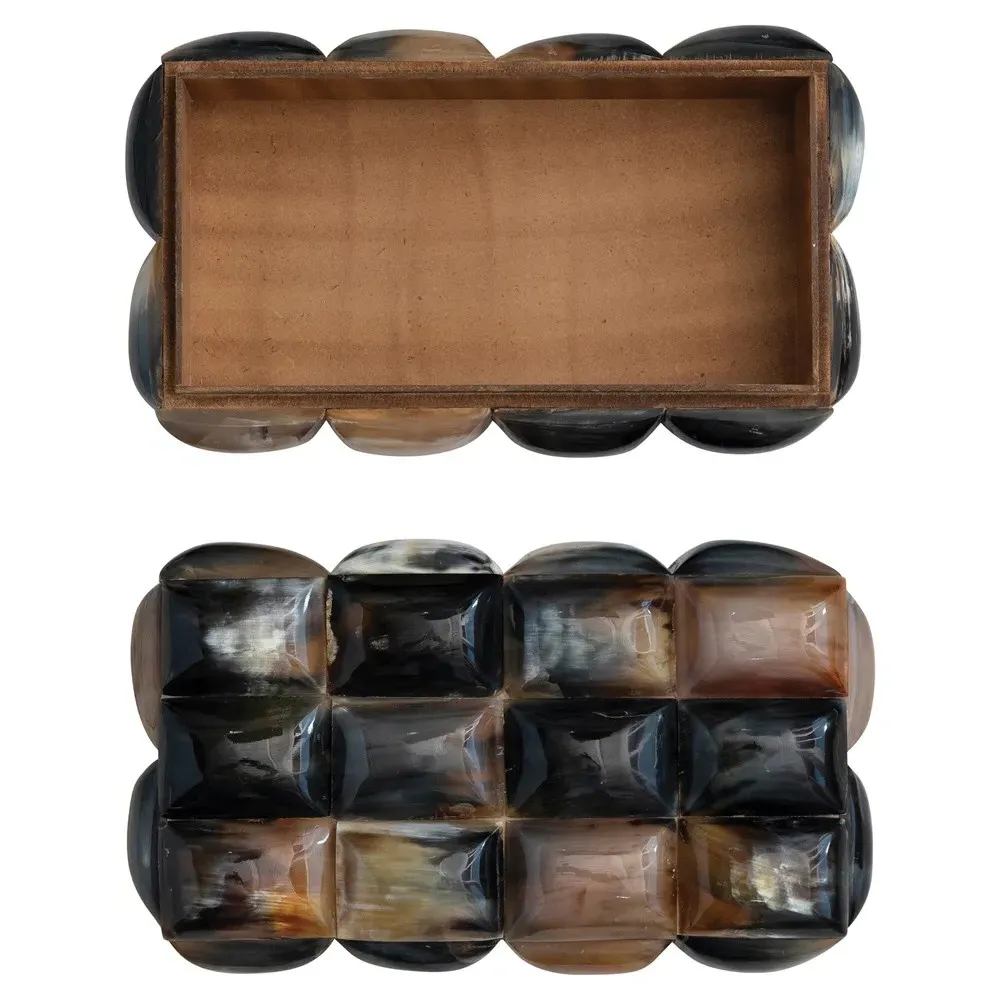 Tellulah Decorative Box - Black, Buffalo Horn