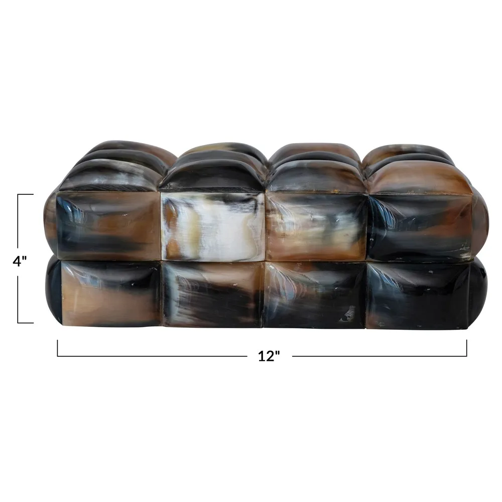 Tellulah Decorative Box - Black, Buffalo Horn