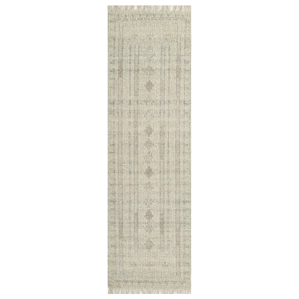 Teo Geometric Patterned Rug - Cream, Wool