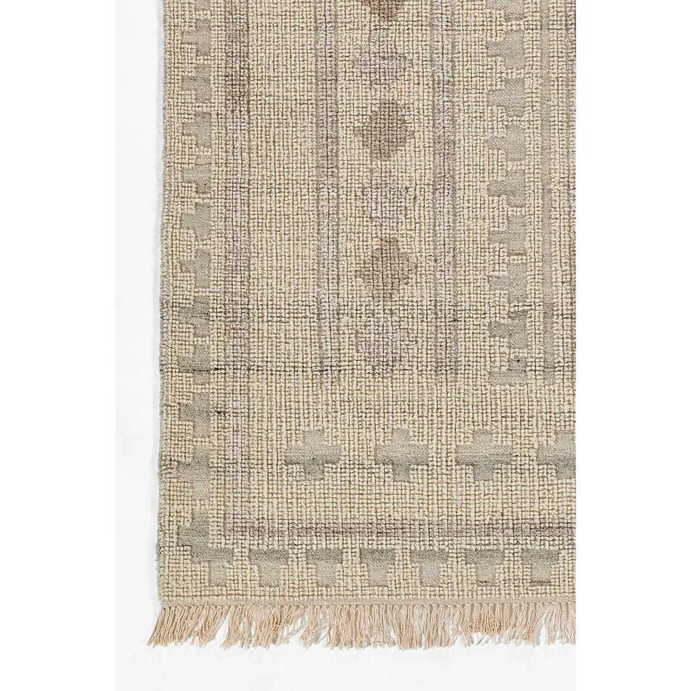 Teo Geometric Patterned Rug - Cream, Wool