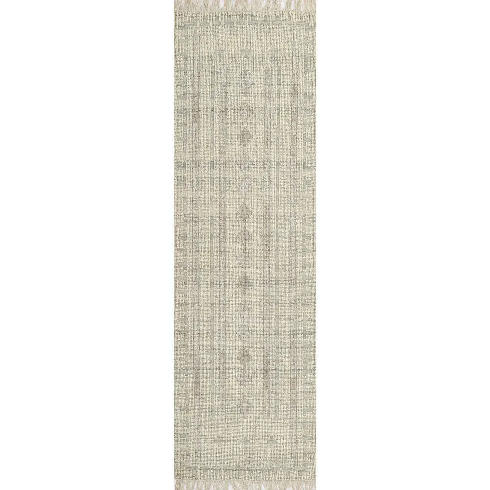 Teo Geometric Patterned Rug - Cream, Wool